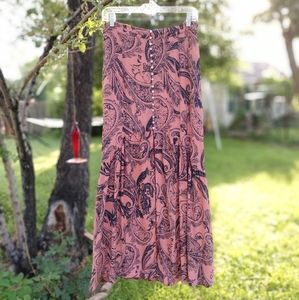 Free People Smooth Sailing Paisley Pink Maxi Skirt